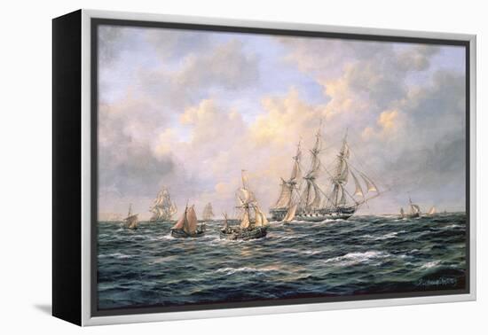 Convoy of East Indiamen Amid Fishing Boats-Richard Willis-Framed Premier Image Canvas