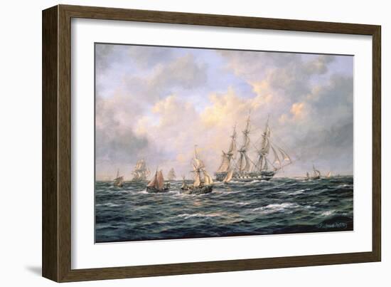 Convoy of East Indiamen Amid Fishing Boats-Richard Willis-Framed Giclee Print