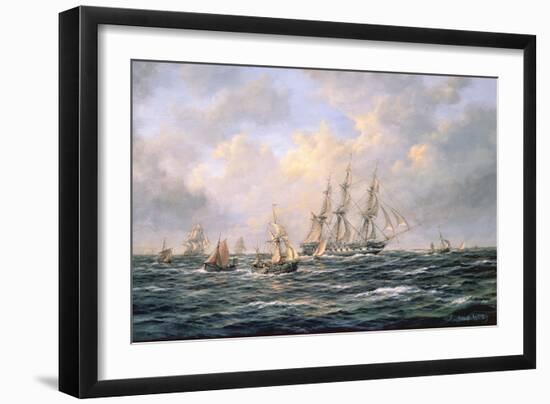 Convoy of East Indiamen Amid Fishing Boats-Richard Willis-Framed Giclee Print