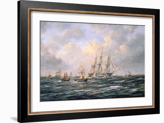 Convoy of East Indiamen Amid Fishing Boats-Richard Willis-Framed Giclee Print