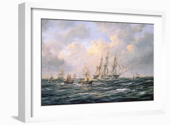 Convoy of East Indiamen Amid Fishing Boats-Richard Willis-Framed Giclee Print