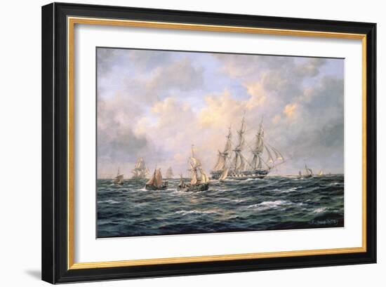 Convoy of East Indiamen Amid Fishing Boats-Richard Willis-Framed Giclee Print