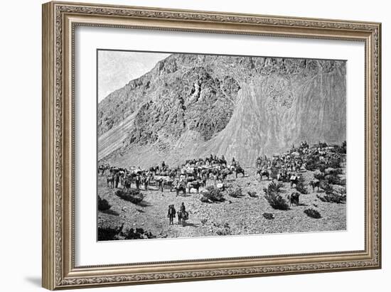 Convoy of Muleteers at the Foot of the Cordillera, South America, 1895-null-Framed Giclee Print