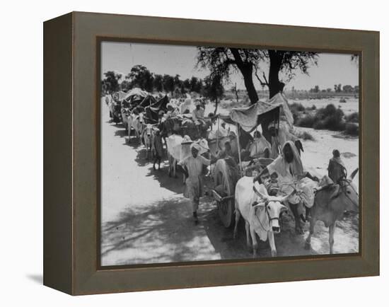 Convoy of Muslims Migrating from the Sikh State of Faridkot after the Division of India-Margaret Bourke-White-Framed Premier Image Canvas