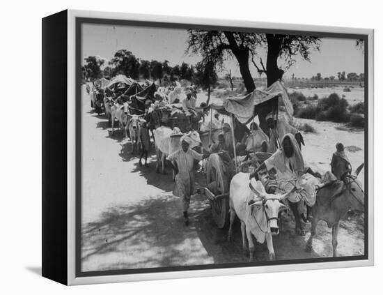 Convoy of Muslims Migrating from the Sikh State of Faridkot after the Division of India-Margaret Bourke-White-Framed Premier Image Canvas