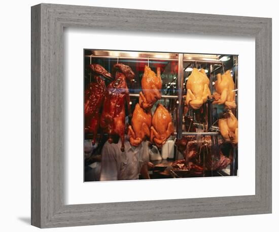 Cooked Peking Duck Displayed in Restaurant Window, Hong Kong, China, Asia-Amanda Hall-Framed Photographic Print