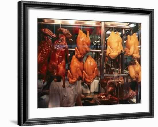 Cooked Peking Duck Displayed in Restaurant Window, Hong Kong, China, Asia-Amanda Hall-Framed Photographic Print