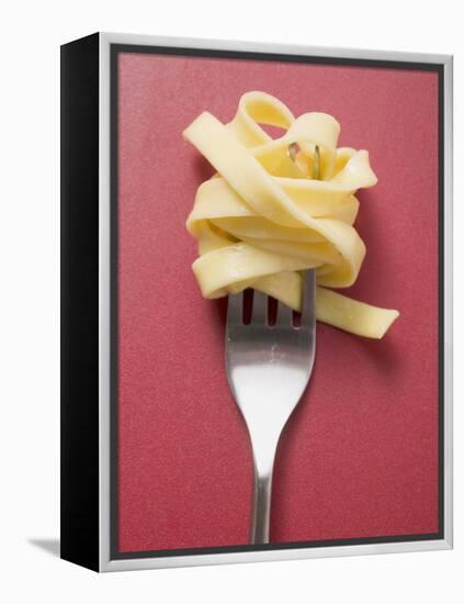 Cooked Ribbon Pasta on a Fork-null-Framed Premier Image Canvas