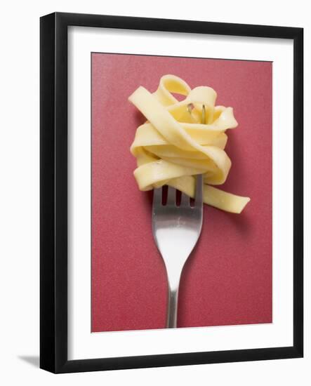 Cooked Ribbon Pasta on a Fork-null-Framed Photographic Print