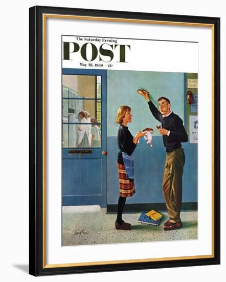 "Cookie Tester," Saturday Evening Post Cover, May 28, 1960-George Hughes-Framed Giclee Print