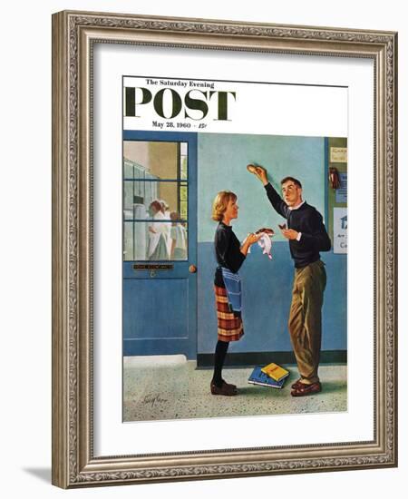 "Cookie Tester," Saturday Evening Post Cover, May 28, 1960-George Hughes-Framed Giclee Print