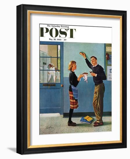 "Cookie Tester," Saturday Evening Post Cover, May 28, 1960-George Hughes-Framed Giclee Print