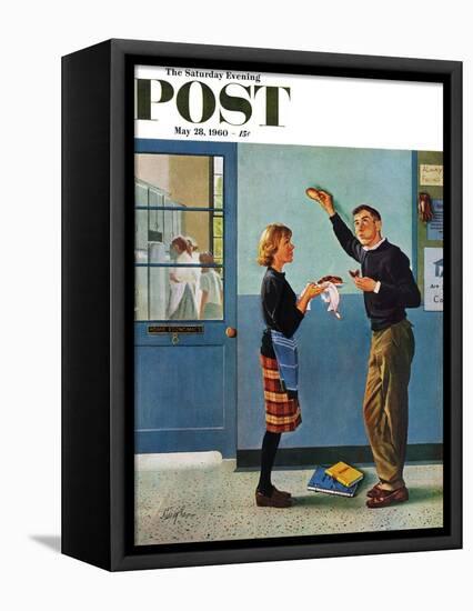 "Cookie Tester," Saturday Evening Post Cover, May 28, 1960-George Hughes-Framed Premier Image Canvas