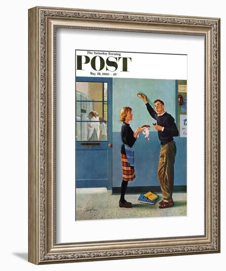 "Cookie Tester," Saturday Evening Post Cover, May 28, 1960-George Hughes-Framed Giclee Print