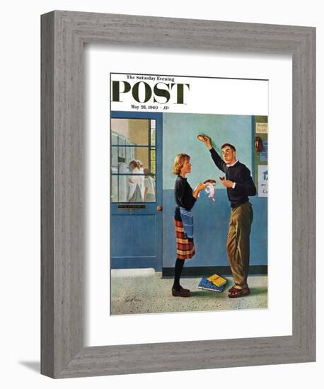 "Cookie Tester," Saturday Evening Post Cover, May 28, 1960-George Hughes-Framed Giclee Print