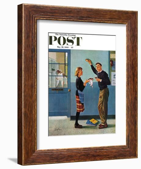 "Cookie Tester," Saturday Evening Post Cover, May 28, 1960-George Hughes-Framed Giclee Print