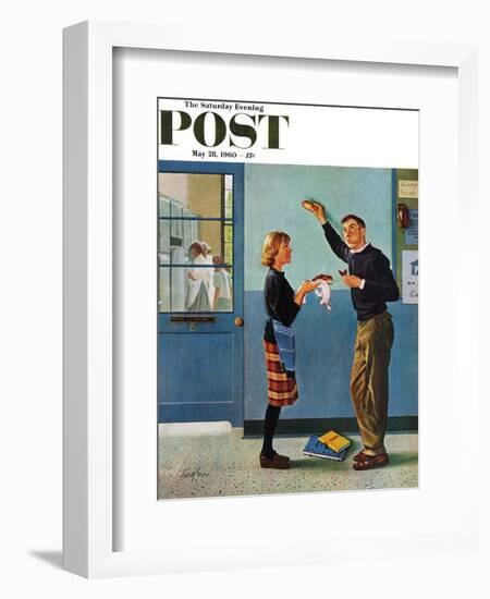 "Cookie Tester," Saturday Evening Post Cover, May 28, 1960-George Hughes-Framed Giclee Print