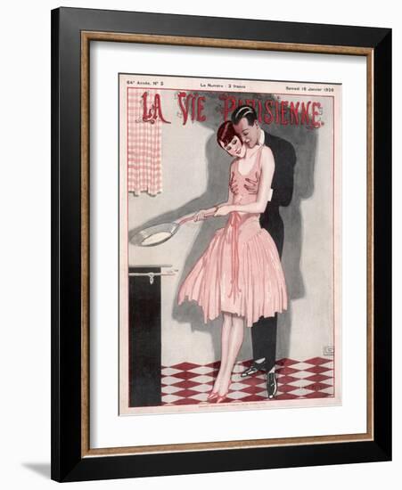 Cooking Crepes 1926-null-Framed Art Print