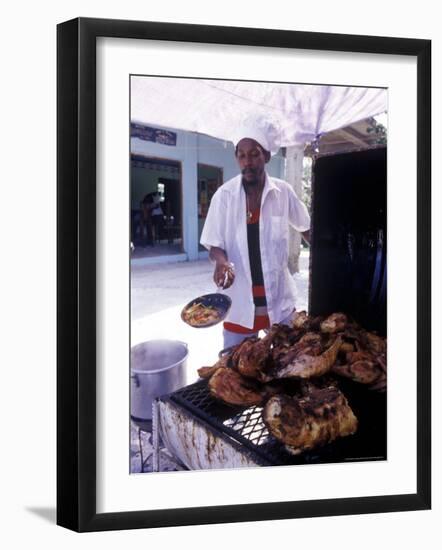 Cooking in a Jerk Hut, Jamaica, Caribbean-Greg Johnston-Framed Photographic Print