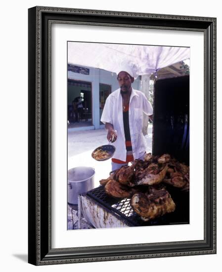 Cooking in a Jerk Hut, Jamaica, Caribbean-Greg Johnston-Framed Photographic Print