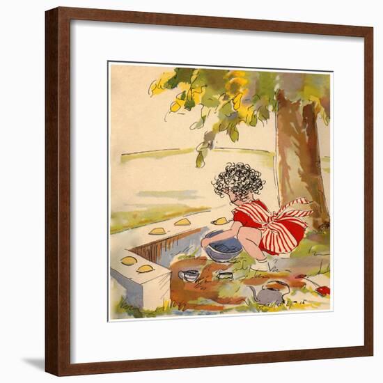 "Cooking" in the Sand Box-Romney Gay-Framed Art Print