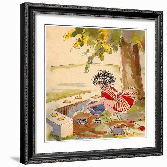 "Cooking" in the Sand Box-Romney Gay-Framed Art Print