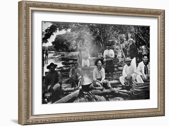 Cooking on a Raft, Paraguay, 1911-null-Framed Giclee Print