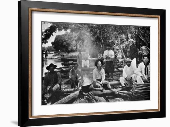 Cooking on a Raft, Paraguay, 1911-null-Framed Giclee Print