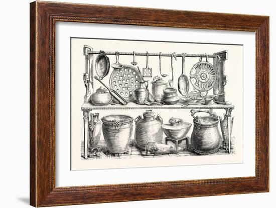 Cooking Utensils from Pompeii in the Museum at Naples-null-Framed Giclee Print