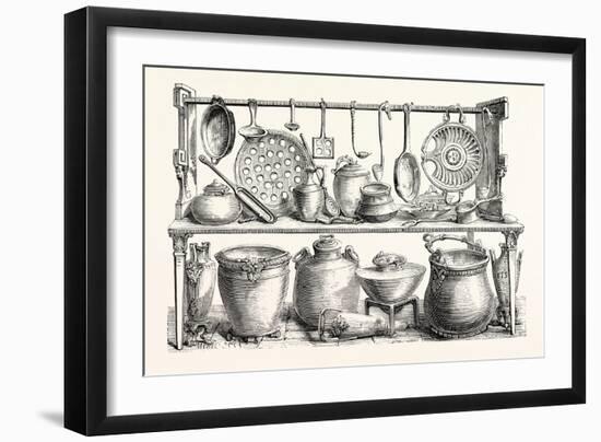 Cooking Utensils from Pompeii in the Museum at Naples-null-Framed Giclee Print