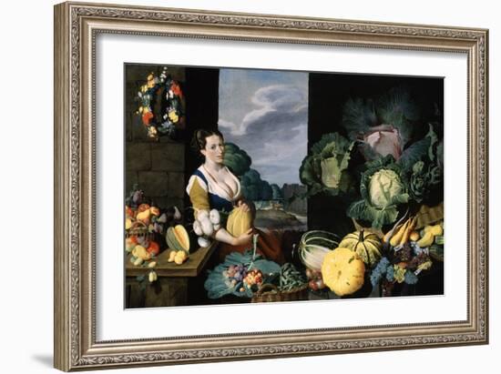 Cookmaid with Still Life of Vegetables and Fruit-Sir Nathaniel Bacon-Framed Giclee Print