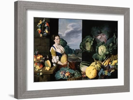 Cookmaid with Still Life of Vegetables and Fruit-Sir Nathaniel Bacon-Framed Giclee Print