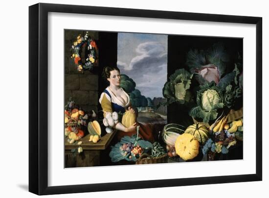 Cookmaid with Still Life of Vegetables and Fruit-Sir Nathaniel Bacon-Framed Giclee Print