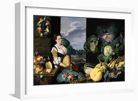 Cookmaid with Still Life of Vegetables and Fruit-Sir Nathaniel Bacon-Framed Giclee Print