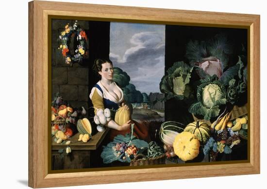 Cookmaid with Still Life of Vegetables and Fruit-Sir Nathaniel Bacon-Framed Premier Image Canvas