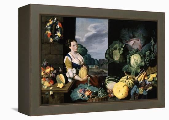 Cookmaid with Still Life of Vegetables and Fruit-Sir Nathaniel Bacon-Framed Premier Image Canvas