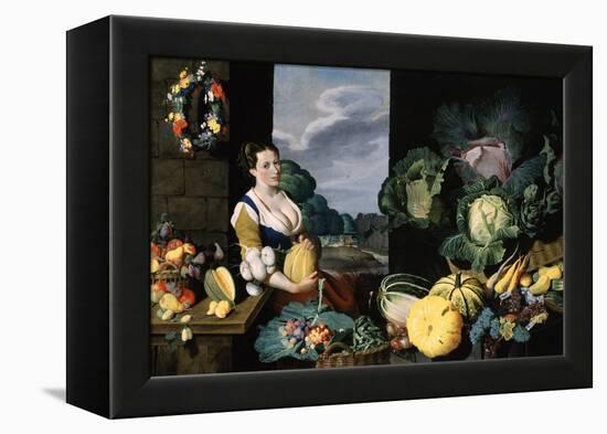 Cookmaid with Still Life of Vegetables and Fruit-Sir Nathaniel Bacon-Framed Premier Image Canvas