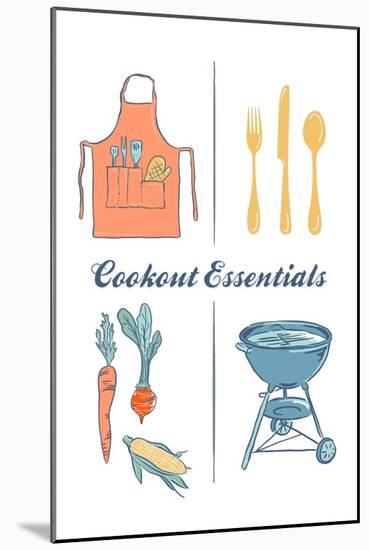 Cookout Essentials - Letterpress-Lantern Press-Mounted Art Print