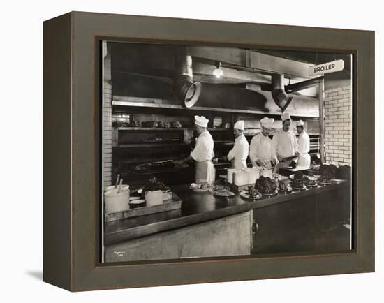 Cooks at the Broiler in the Kitchen of the Hotel Commodore, 1919-Byron Company-Framed Premier Image Canvas