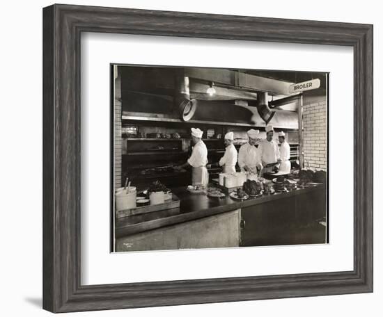 Cooks at the Broiler in the Kitchen of the Hotel Commodore, 1919-Byron Company-Framed Giclee Print