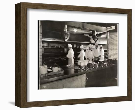 Cooks at the Broiler in the Kitchen of the Hotel Commodore, 1919-Byron Company-Framed Giclee Print