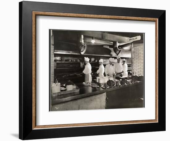 Cooks at the Broiler in the Kitchen of the Hotel Commodore, 1919-Byron Company-Framed Giclee Print