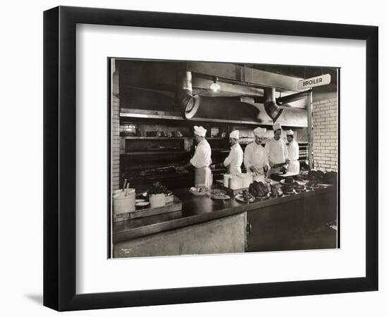 Cooks at the Broiler in the Kitchen of the Hotel Commodore, 1919-Byron Company-Framed Giclee Print