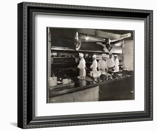 Cooks at the Broiler in the Kitchen of the Hotel Commodore, 1919-Byron Company-Framed Giclee Print