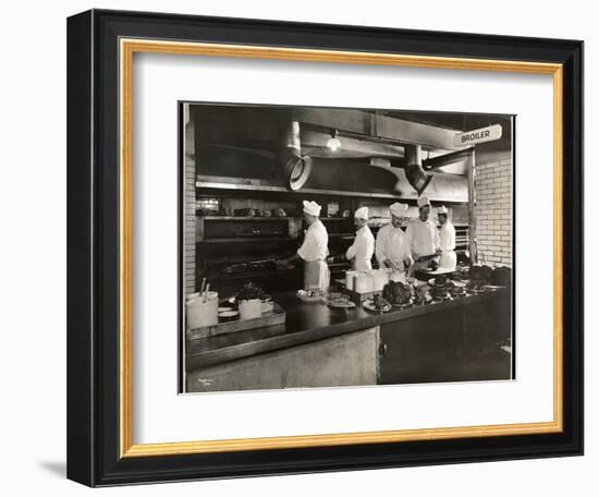 Cooks at the Broiler in the Kitchen of the Hotel Commodore, 1919-Byron Company-Framed Giclee Print