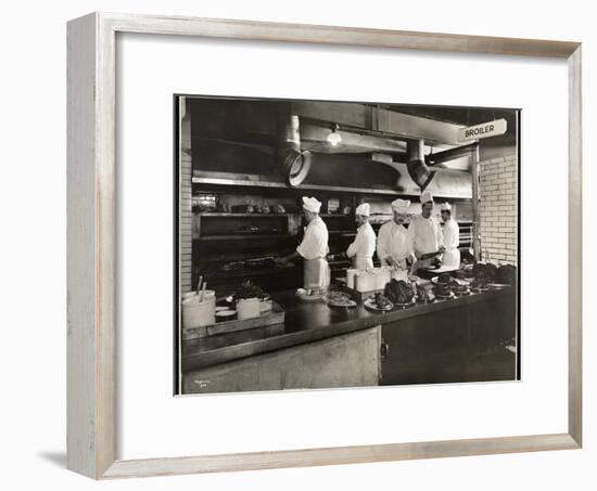 Cooks at the Broiler in the Kitchen of the Hotel Commodore, 1919-Byron Company-Framed Giclee Print