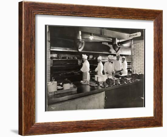 Cooks at the Broiler in the Kitchen of the Hotel Commodore, 1919-Byron Company-Framed Giclee Print