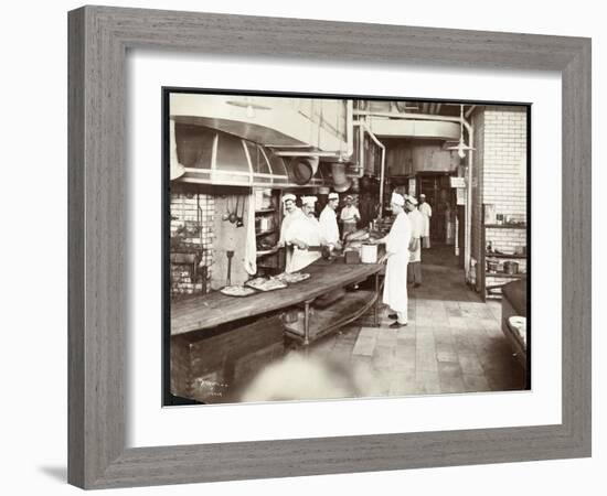 Cooks Working in the Kitchen of the Waldorf Astoria Hotel at 34th Street an-Byron Company-Framed Giclee Print