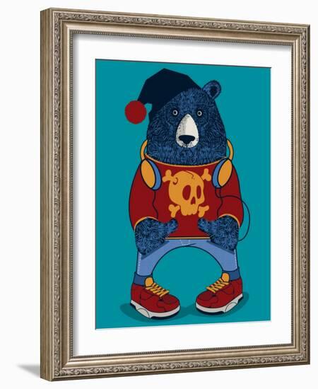 Cool Bear Character Vector Design for Tee-braingraph-Framed Art Print