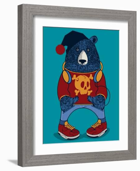 Cool Bear Character Vector Design for Tee-braingraph-Framed Art Print